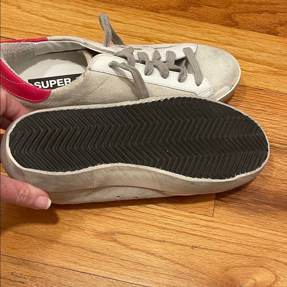 Golden Goose Gray and White Sneakers with Pink Detail - Picture 4 of 5
